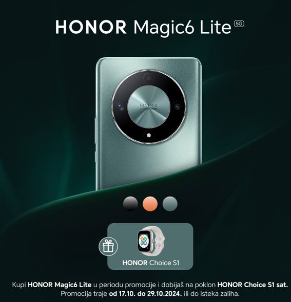 od 17. do 29.10.2024. uz svaki Honor Magic6 lite - poklon Honor Choice sat